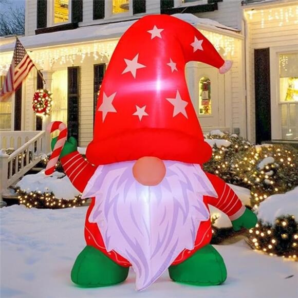4FT Tall Christmas Inflatables Outdoor Decorations, Xmas Blow Up Gnomes - Picture 7 of 7